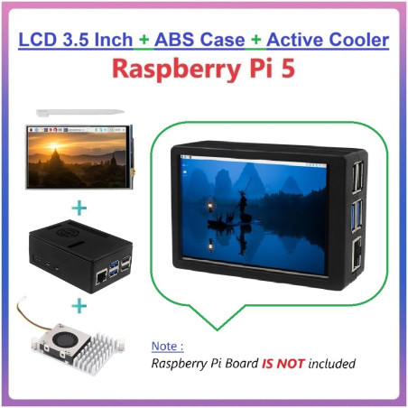 Raspberry Pi 5 LCD 3.5 Inch Touch Display with ABS Case  Active Cooler Kit
